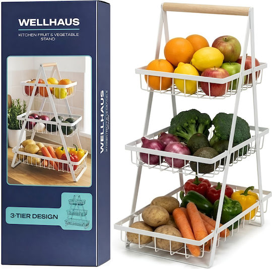 Wellhaus Obstschale Metallisch 3 Niveaus Weiße
