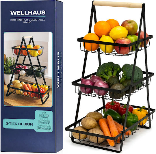 Wellhaus Obstschale Metallisch 3 Niveaus Schwarze