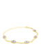 Women's Silver Gold Plated Bracelet with Flower Design and Zircon 20cm