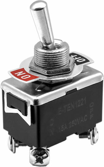 Διακόπτης Toggle On Off Αεροπορικού Τύπου 250v 15a 4 Pins Μαύρος-ασημί Dm-4905