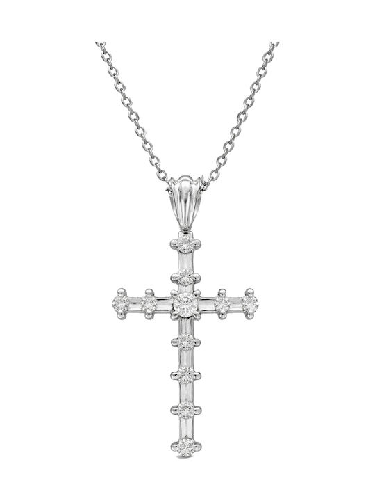 Kritsimis Women's White Gold 18K Cross with Chain