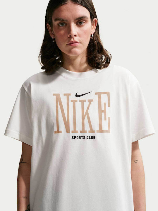 Nike Γυναικεία Μπλούζα Βαμβακερή Κοντομάνικη White