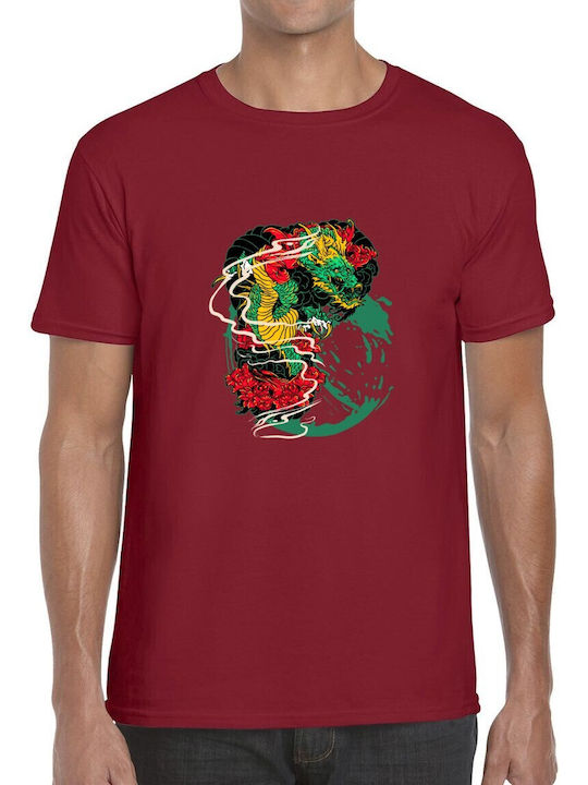 T-shirt Japanese Dragon Peonies Pop Culture Car...