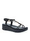 Flache Damen Sandalen Schwarz