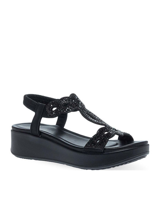 Parex Women's Flatforms Black Sandals