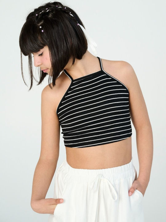 Kids Top Sleeveless Black White