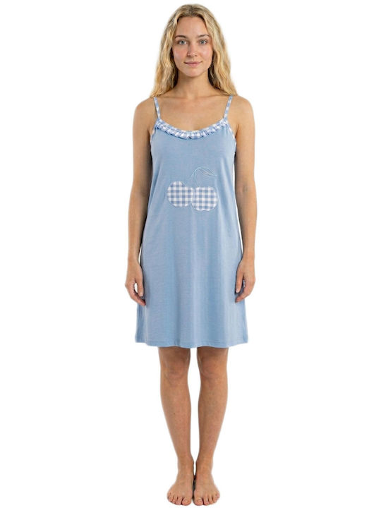 Caress Summer Cotton Women's Light Blue Nightgown