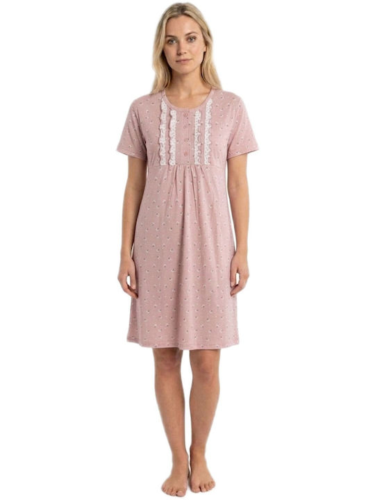 Caress Summer Cotton Women's Nightgown Pink