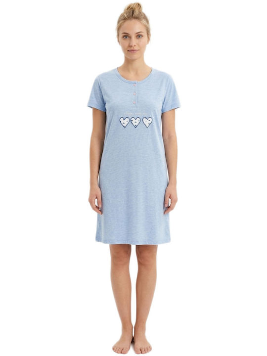 Caress Summer Cotton Women's Light Blue Nightgown