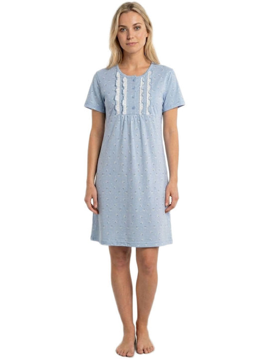 Caress Summer Cotton Women's Nightgown Blue
