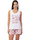 Admas Admas Sommer Damen Schlafanzug Set Weiß