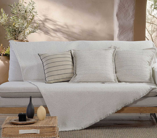 Nef-Nef Homeware Malta Ριχτάρι Τριθέσιου Καναπέ Ζακάρ 170x300εκ. Εκρού