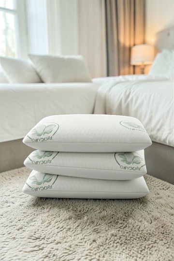 Stewehome Set of 3 Bed Pillows Avocado Visco Cotton Made With Neck Support and Zipper Green 50x70cm