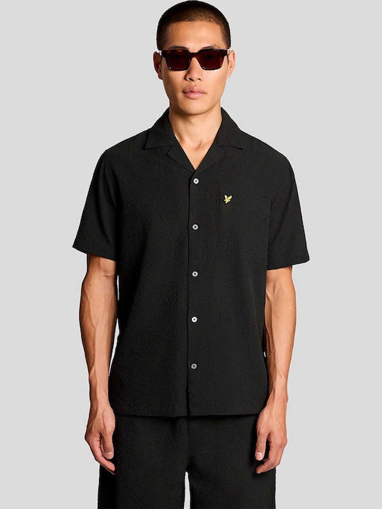 Къс Ръкав Мъжка Риза Стандартна Кройка Jet Black