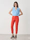 Damen Stoff Capri Hose Koralle