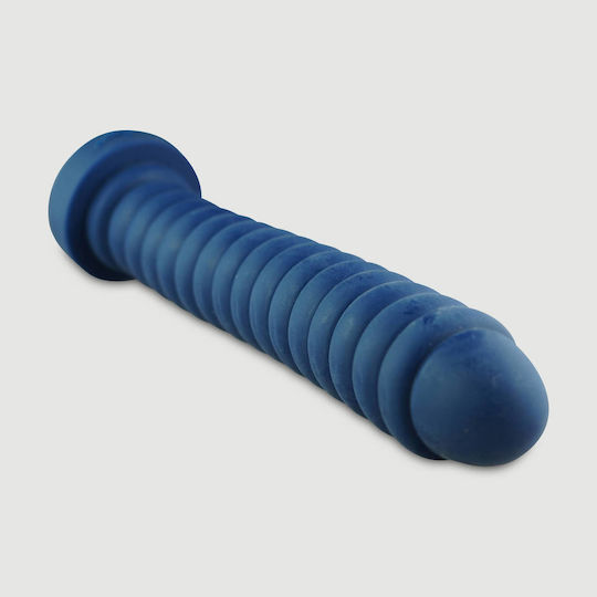 Μεγάλο Πρωκτικό Dildo Σιλικόνης Ραβδώσεις Butthole Tormentor Medium Platinum Silicone Anal Dildo 34,3 Cm Μπλε