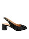 Leather Heels with Chunky Mid Heel Black