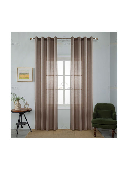 My Home Luxury Vorhang mit Grommets Line Braun 270x270cm