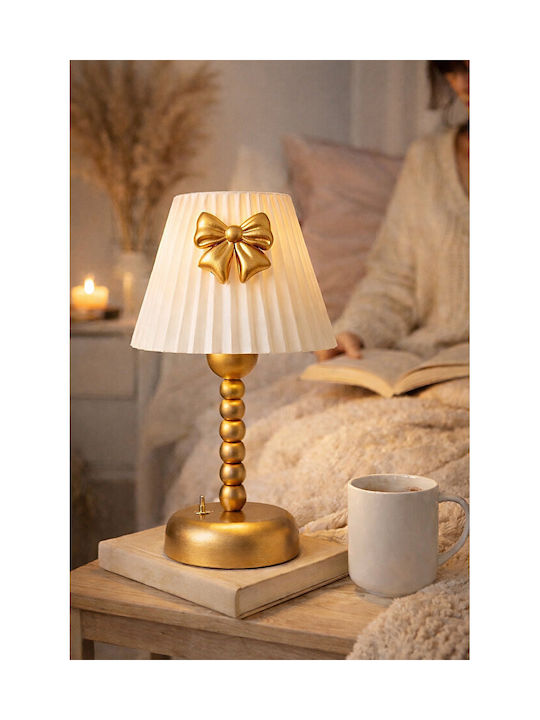 SteweHome Wireless Table Lamp with Tassel Gold Metal 18x35 Cm