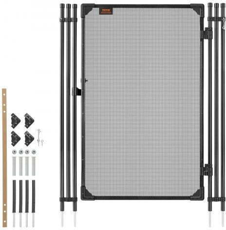 Vevor Pool Fence Gate 1.2 X 0.75 M Inground Swimming Pool Fences Gate Outdoor Security Fencing Door Kit Metal Latch 352 Gsm Teslin Pvc Mesh Round Tube Lockable Easy Installation Black