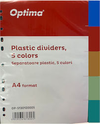 Optima Plastic Product Colored Plastic Dividers A4 120 Microns 5 Colors Set Optima Optima Plastic Product Colored Plastic Dividers A4 120 Microns 5 Colors Set Optima