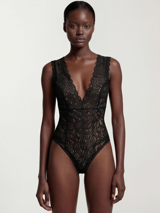 Bluză Dantelă Body Negru