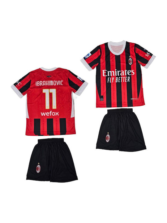 Kinder Fußball Satz Ibrahimovic Milan 2024-2025 Rote Schwarze Balón De Oro Rote Schwarze Unisex Kinder Ab157