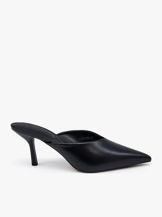 Cink-Me Mules with Thin High Heel in Black Colour