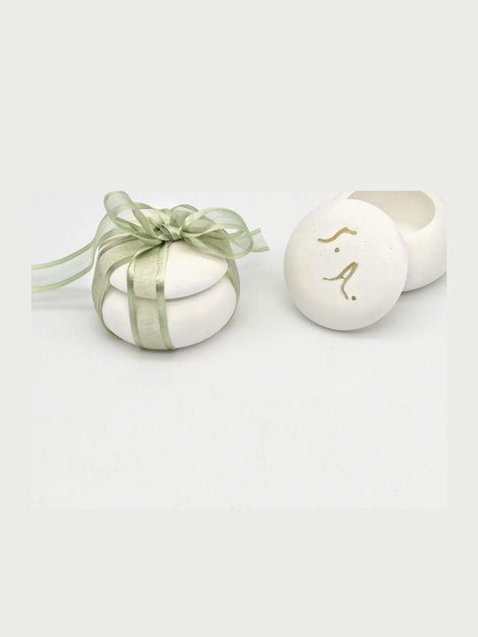 Wedding Favor Ceramic Macaron Monograms Ribbon