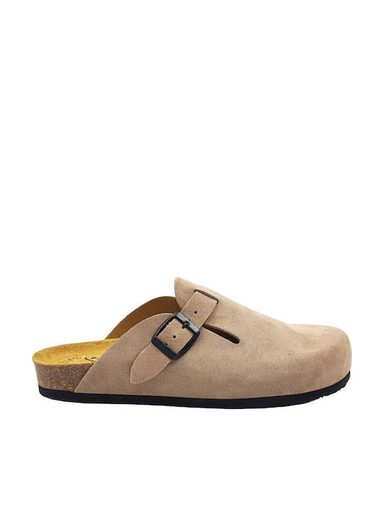 Plakton Leather Winter Women's Slippers Beige