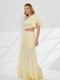 Summer Maxi Dress for Wedding / Christening Drape Yellow