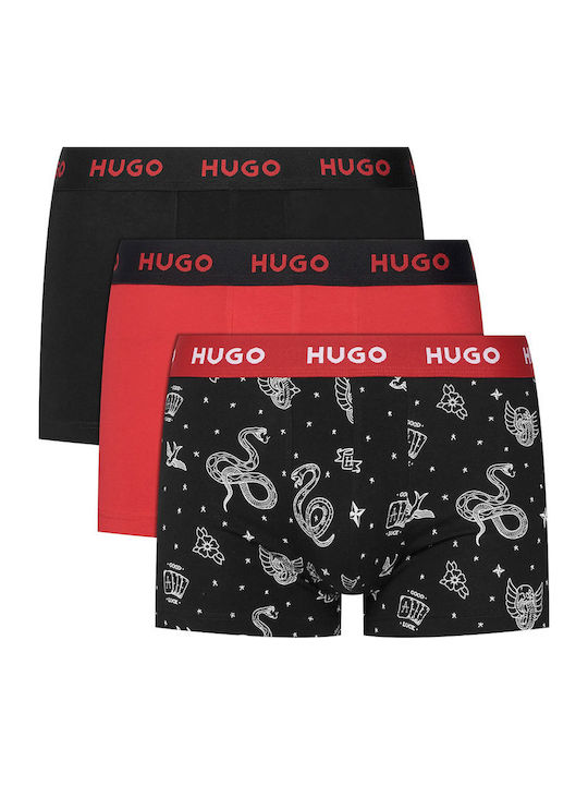 Hugo Boxershorts 3er Pack Schwarz/Rot