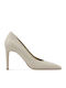Leather Heels With High Beige Heel