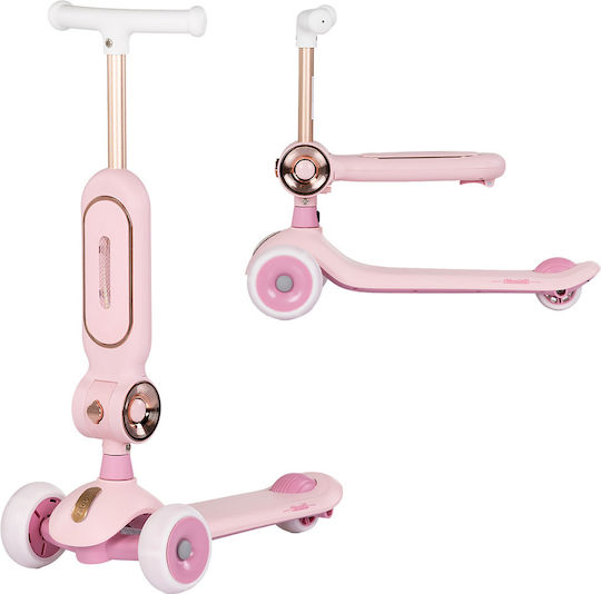 Chipolino Kids 3-Wheel Scooter with LED Lighting for 2+ Years Pink