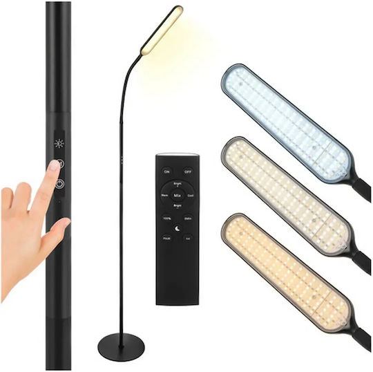 Izoxis LED Φωτιστικό Δαπέδου Υ180εκ. με Ρυθμιζόμενο Λευκό Φως Μαύρο