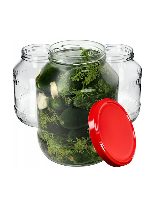 Kadax Set 4 Bucăți Vaze Utilizare Generală cu Capac Sticlă Roșii 2500ml 4 Bucăți