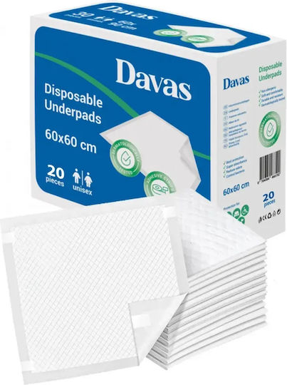 Paduri Absorbante Davas Rezistente La Apă Prosoape Pentru Eructație Și Învelișuri Pentru Înfășat De Unică Folosință 60x60cm 20 Bucăți