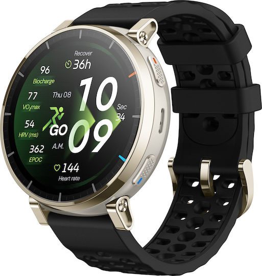 Amazfit Active 3 Premium Stainless Steel 45mm Αδιάβροχο Smartwatch με SIM και Παλμογράφο (Μαύρο)