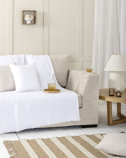 Nima Nima Sofa Throw 2 Seater Chenille 180x240cm White