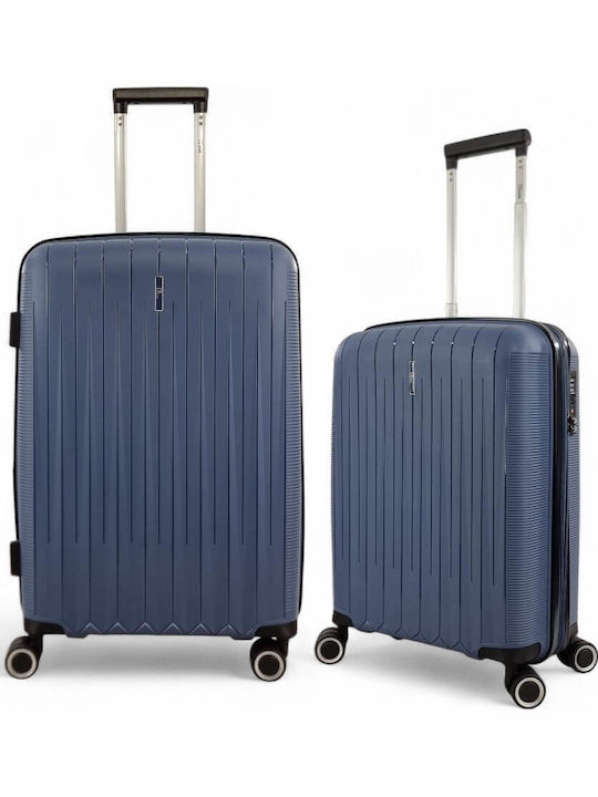Rain Hard Blue Suitcases With 4 Wheels Set 2pcs