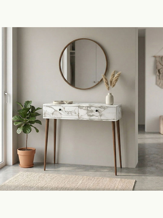 Alis Konsolentisch aus Holz & Marmor Weiß M110xB29xH88cm