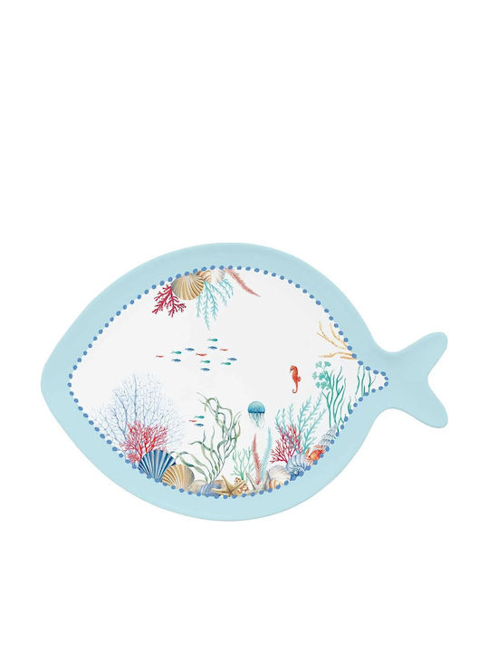 Easy-Life Rundes Servierplatte aus Blauem Porzellan mit einem Durchmesser von 31cm