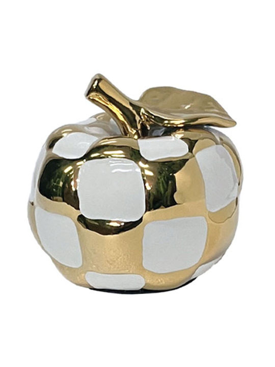Ceramic Apple Decorative Piece Gold White Chess Pattern Size 13x13cm 4/48kib