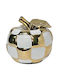 Ceramic Apple Decorative Piece Gold White Chess Pattern Size 13x13cm 4/48kib
