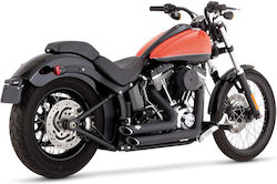 Vance & Hines Комплект За Изпускателна Система За Мотоциклет Harley Davidson '12 '17 Fls Slim Flss Slim S Flstf Fat Boy Flstfs Fat Boy S Flst C Heritage Flstn Deluxe 2-1/2" Черни Shortshots Staggered Exh Pcx Black