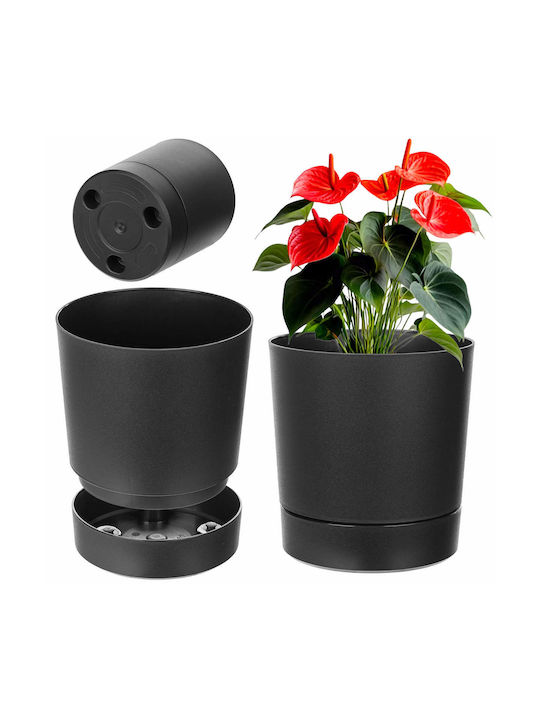 Kadax Plastic Black Flower Pot with Saucer 27.5...