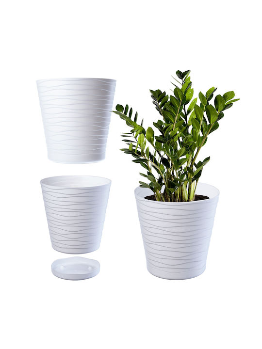 Kadax Kadax Kunststoff Weißer Blumentopf mit Untersetzer 19x19x13cm