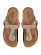 Leder Flache Damen Sandalen Gold