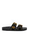Studs Δερμάτινα Γυναικεία Σανδάλια Μαύρα
