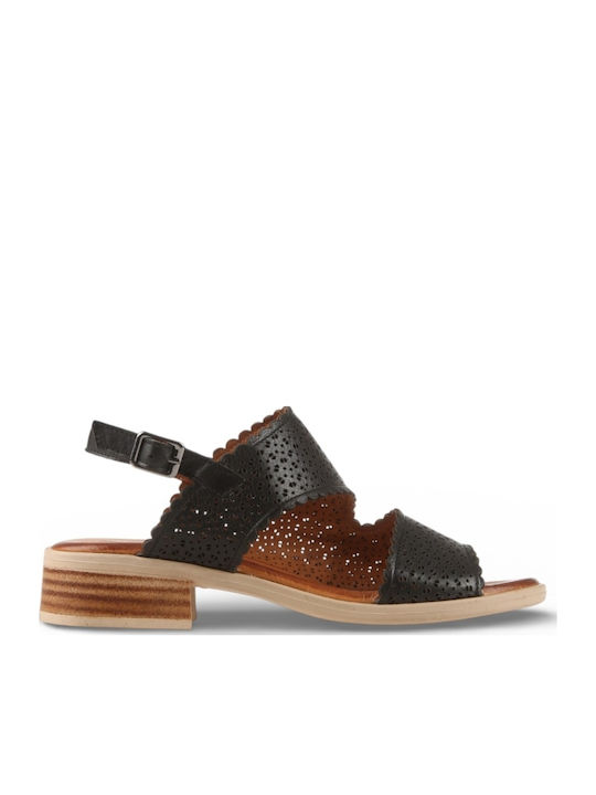 Leather Women's Flat Sandals Black